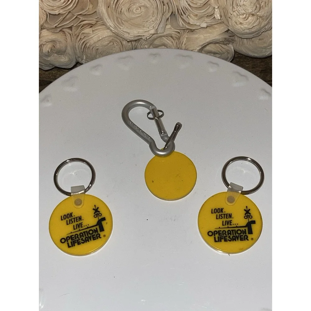 Vintage RR‎ RAILROAD CROSSING Keychain OPERATION LIFESAVER Key Ring Bundle Of 3